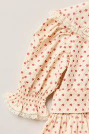 Baby Piano Dress Windsor Flower - Designed by Ingrid Lewis - Strawberries & Cream