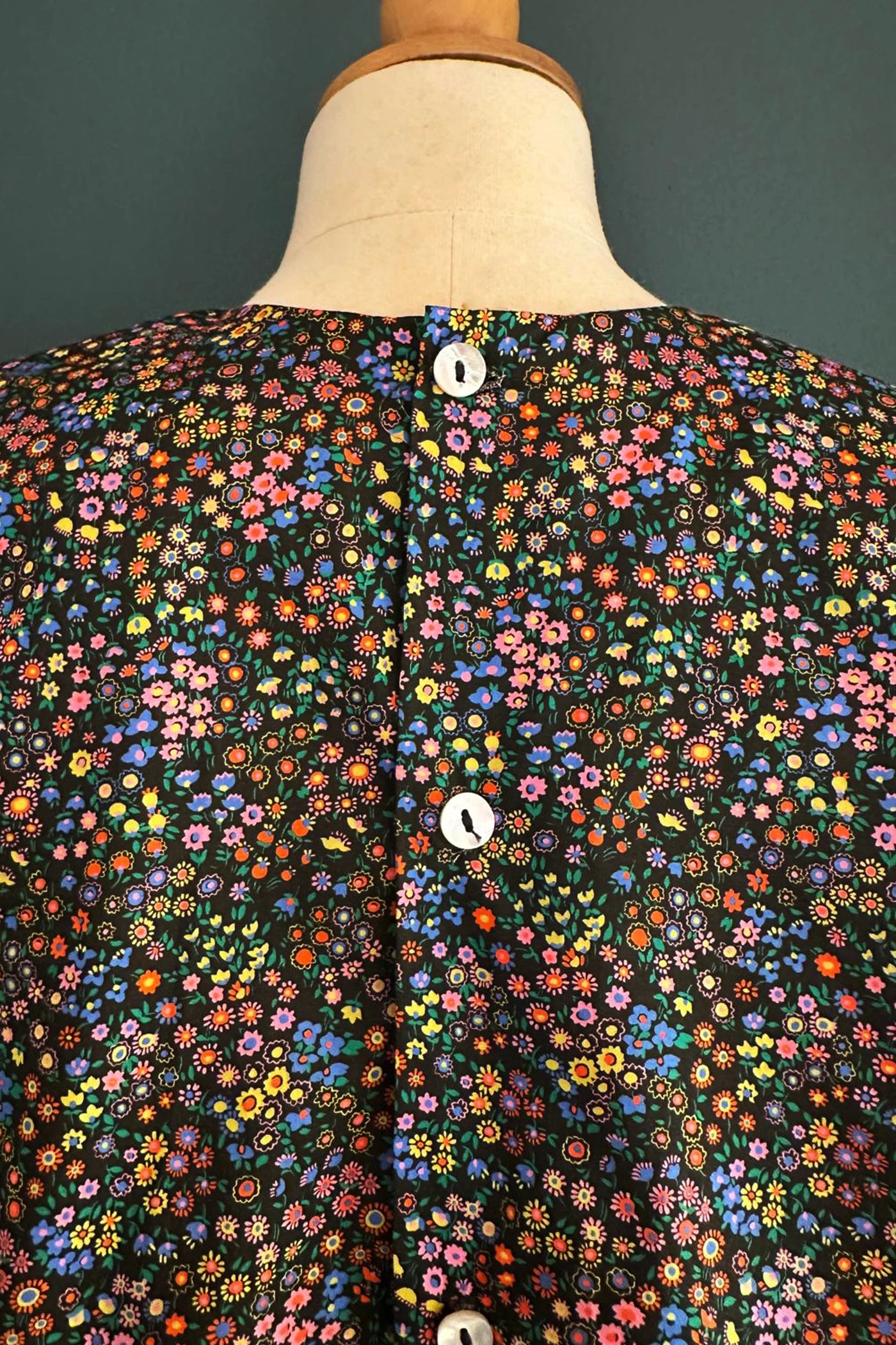 Pleated Dress Dark Floral Liberty - Designed by Ingrid Lewis - Strawberries & Cream