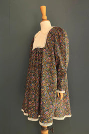 Pleated Dress Dark Floral Liberty - Designed by Ingrid Lewis - Strawberries & Cream