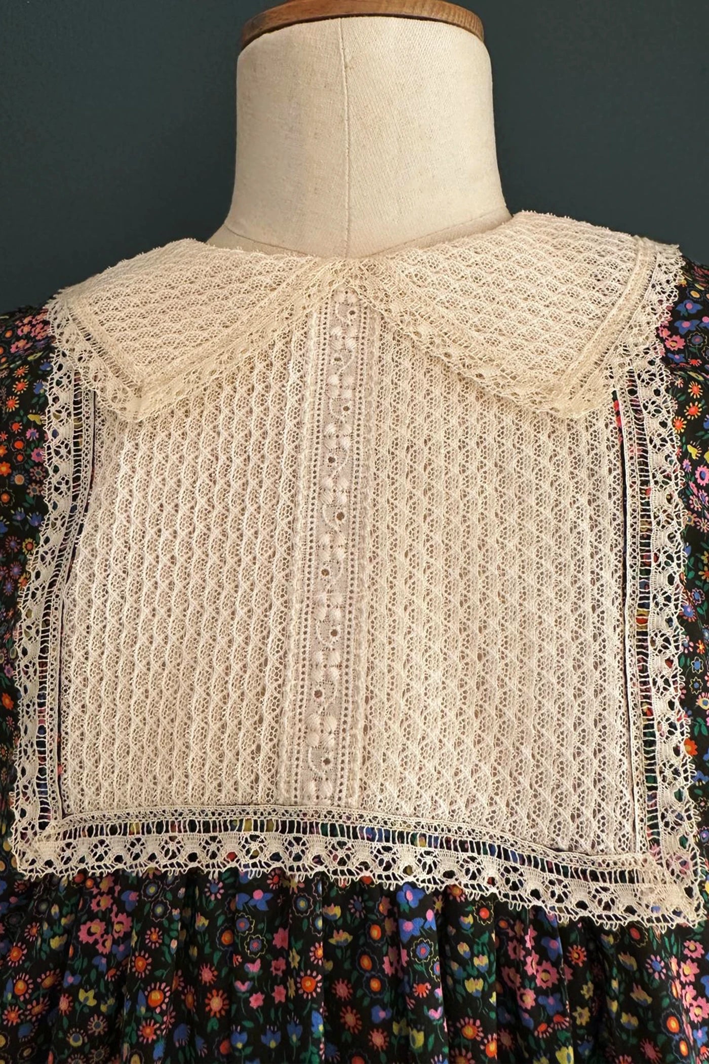 Pleated Dress Dark Floral Liberty - Designed by Ingrid Lewis - Strawberries & Cream