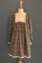 Pleated Dress Dark Floral Liberty - Designed by Ingrid Lewis - Strawberries & Cream