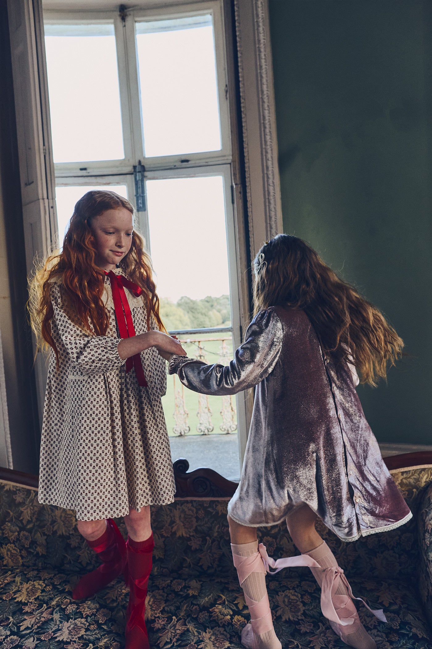 Pleated Dress in Pink Velvet - Designed by Ingrid Lewis - Strawberries & Cream