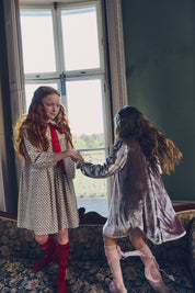 Pleated Dress in Pink Velvet - Designed by Ingrid Lewis - Strawberries & Cream