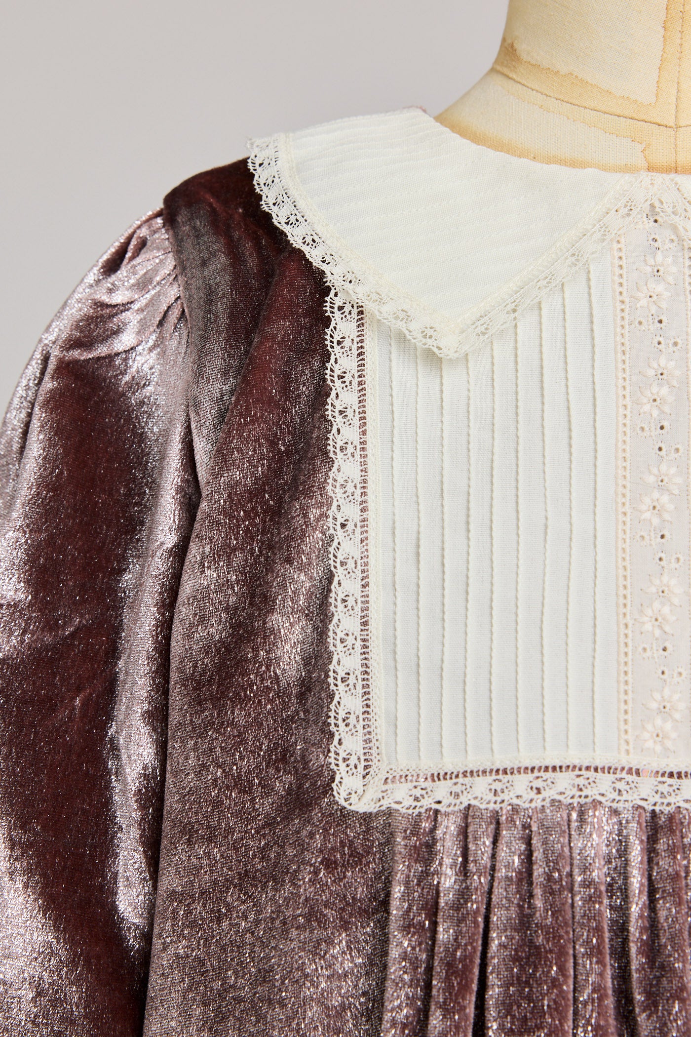 Pleated Dress in Pink Velvet - Designed by Ingrid Lewis - Strawberries & Cream