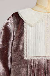 Pleated Dress in Pink Velvet - Designed by Ingrid Lewis - Strawberries & Cream
