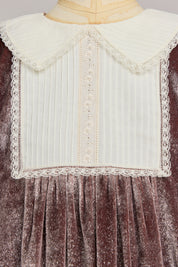Pleated Dress in Pink Velvet - Designed by Ingrid Lewis - Strawberries & Cream