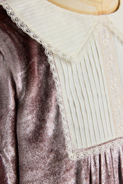 Pleated Dress in Pink Velvet - Designed by Ingrid Lewis - Strawberries & Cream
