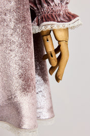 Pleated Dress in Pink Velvet - Designed by Ingrid Lewis - Strawberries & Cream