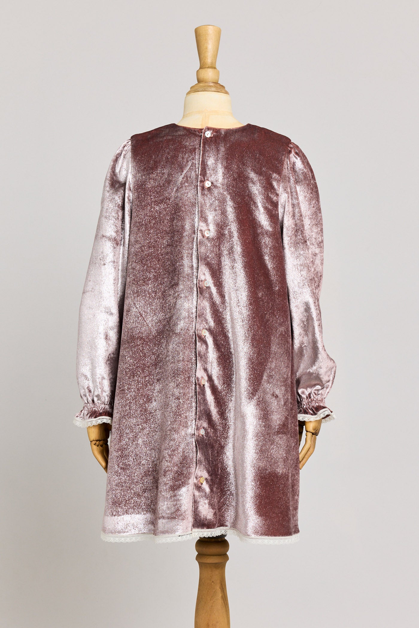Pleated Dress in Pink Velvet - Designed by Ingrid Lewis - Strawberries & Cream