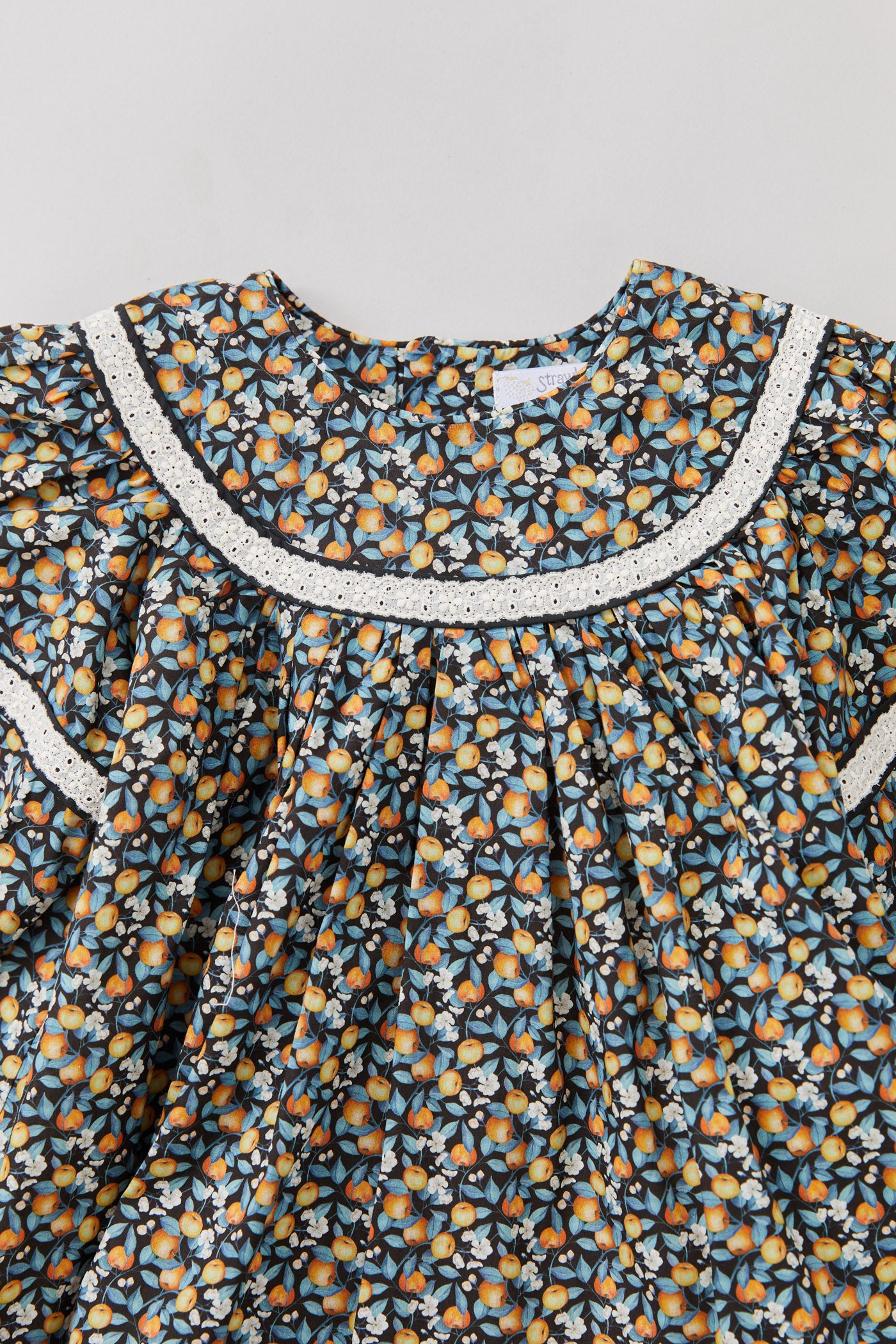 Plumcake Long Sleeve Dress in Fruit Garden Liberty - Designed by Ingrid Lewis - Strawberries & Cream