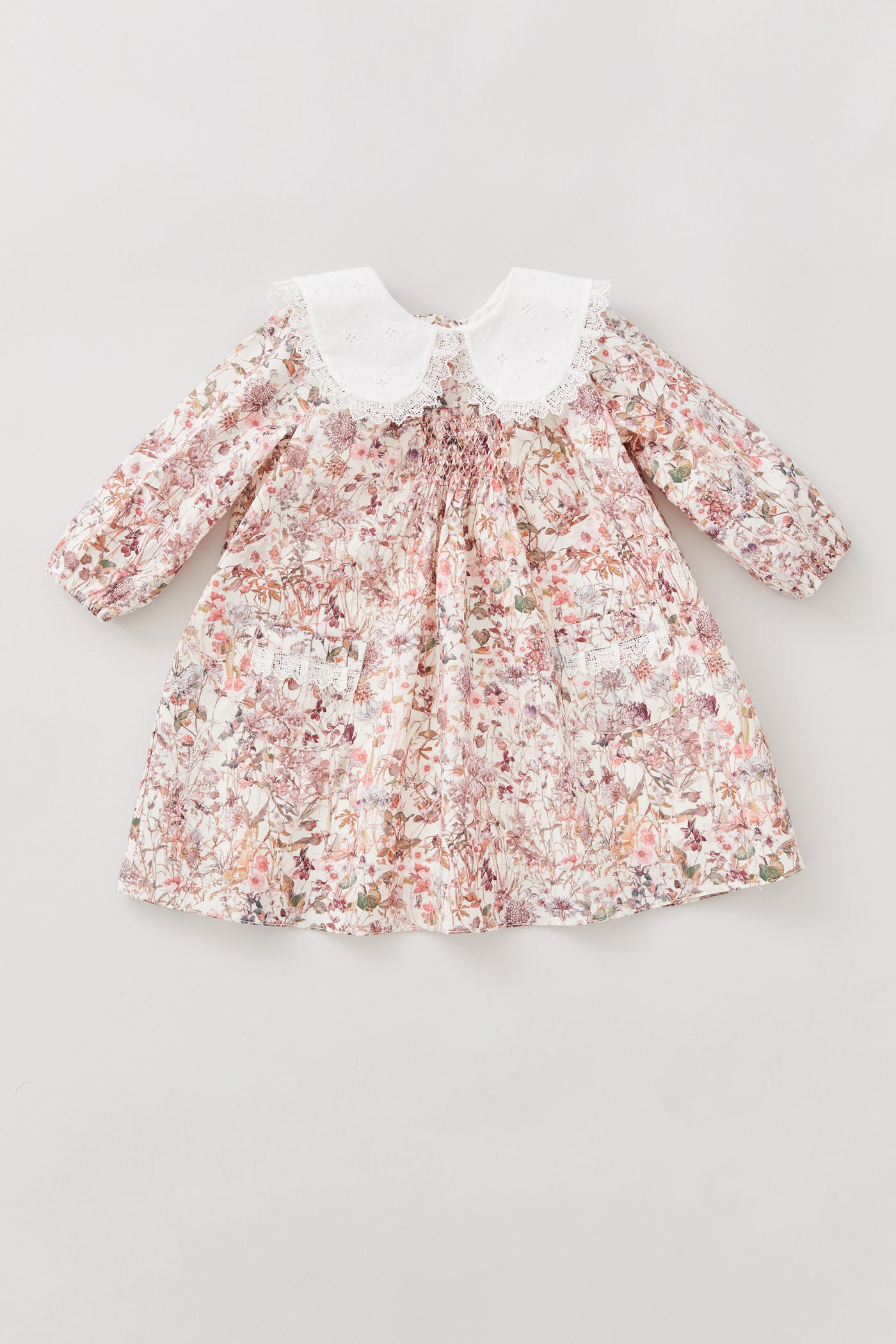 Baby Popcorn Dress Evening Floral Liberty - Designed by Ingrid Lewis - Strawberries & Cream