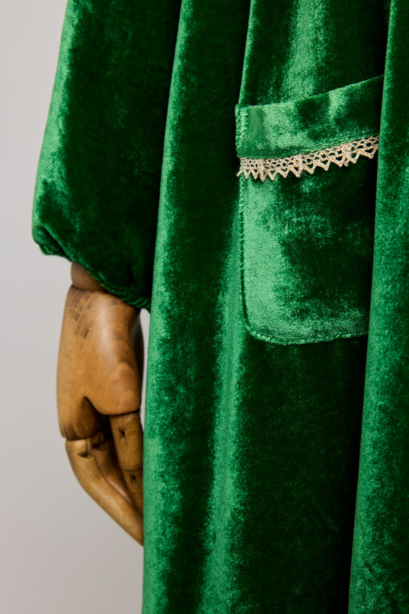 Popcorn Dress in Emerald Green Velvet - Designed by Ingrid Lewis - Strawberries & Cream