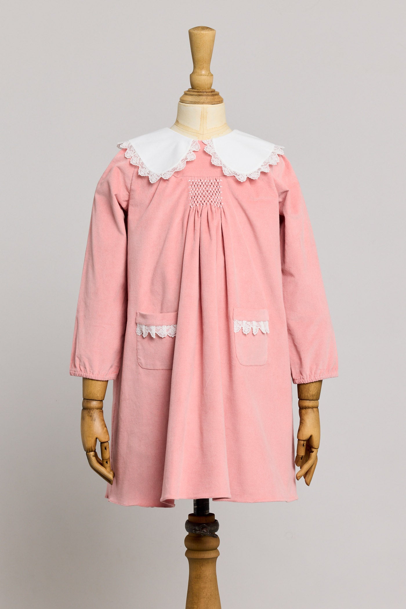 Popcorn Dress in Pink Corduroy - Designed by Ingrid Lewis - Strawberries & Cream