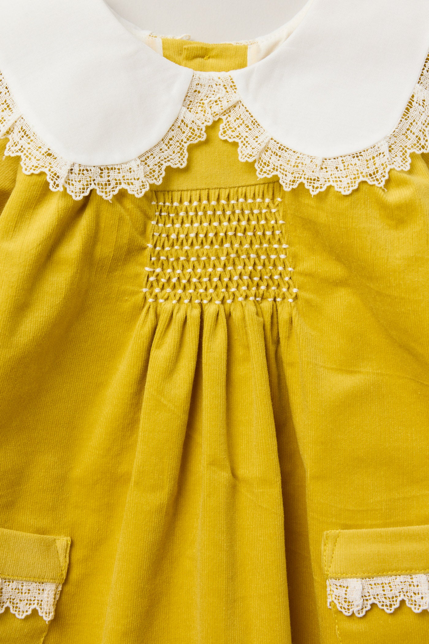 Baby Popcorn Dress Yellow Babycord - Designed by Ingrid Lewis - Strawberries & Cream