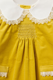 Baby Popcorn Dress Yellow Babycord - Designed by Ingrid Lewis - Strawberries & Cream