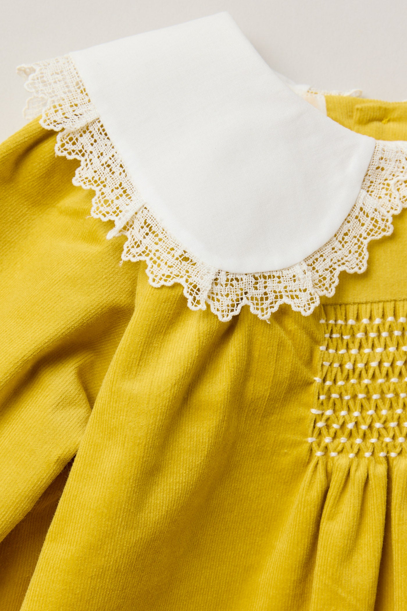 Baby Popcorn Dress Yellow Babycord - Designed by Ingrid Lewis - Strawberries & Cream