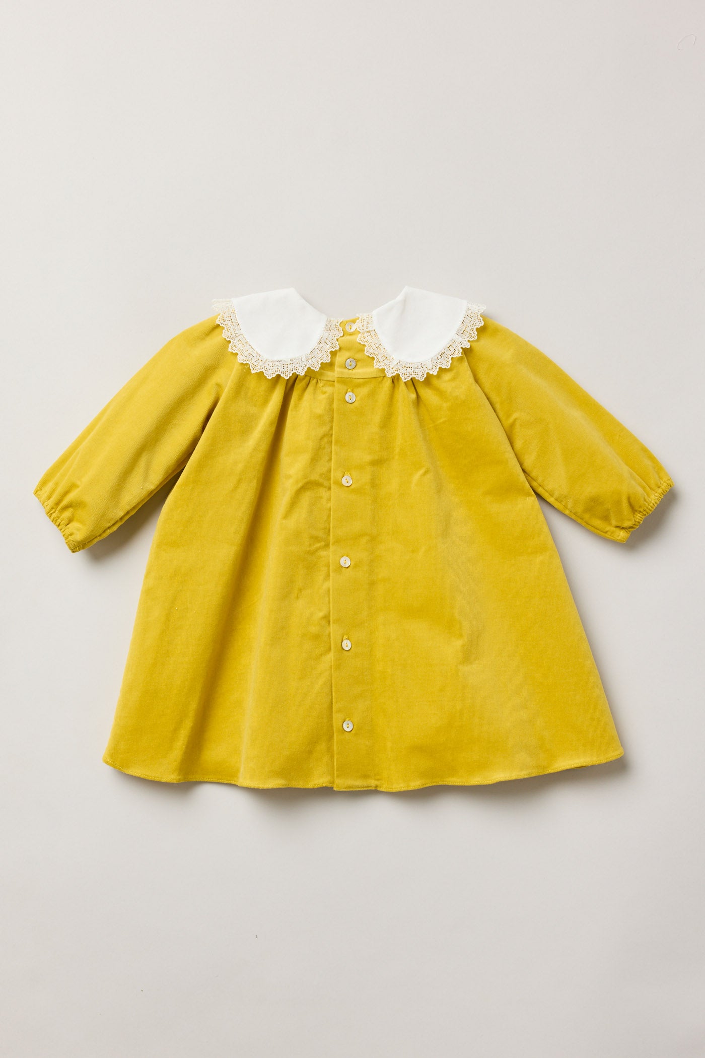 Baby Popcorn Dress Yellow Babycord - Designed by Ingrid Lewis - Strawberries & Cream
