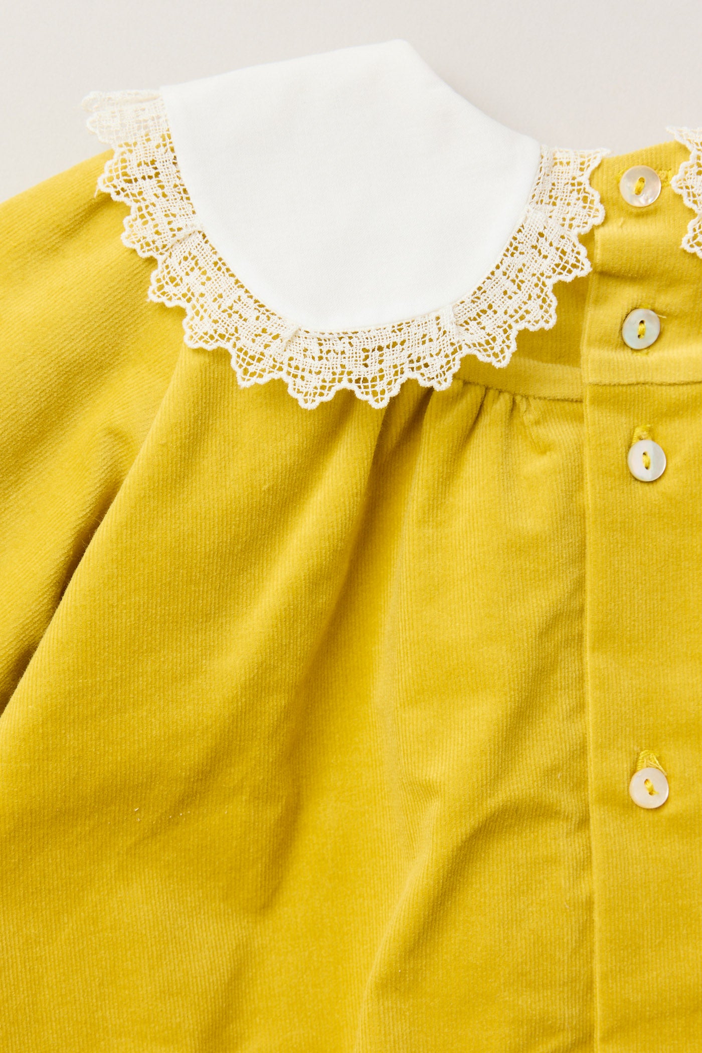 Baby Popcorn Dress Yellow Babycord - Designed by Ingrid Lewis - Strawberries & Cream