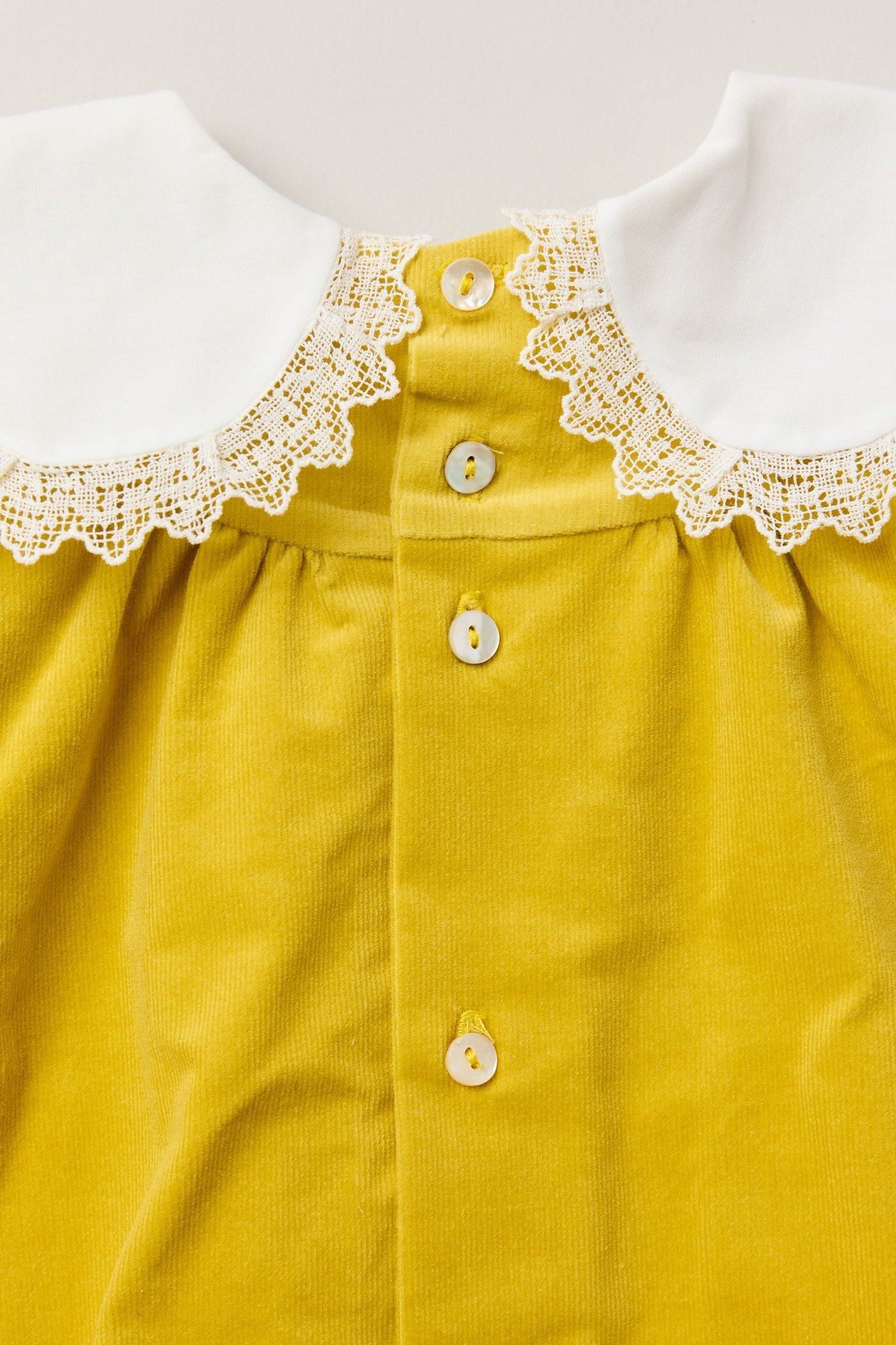 Baby Popcorn Dress Yellow Babycord - Designed by Ingrid Lewis - Strawberries & Cream