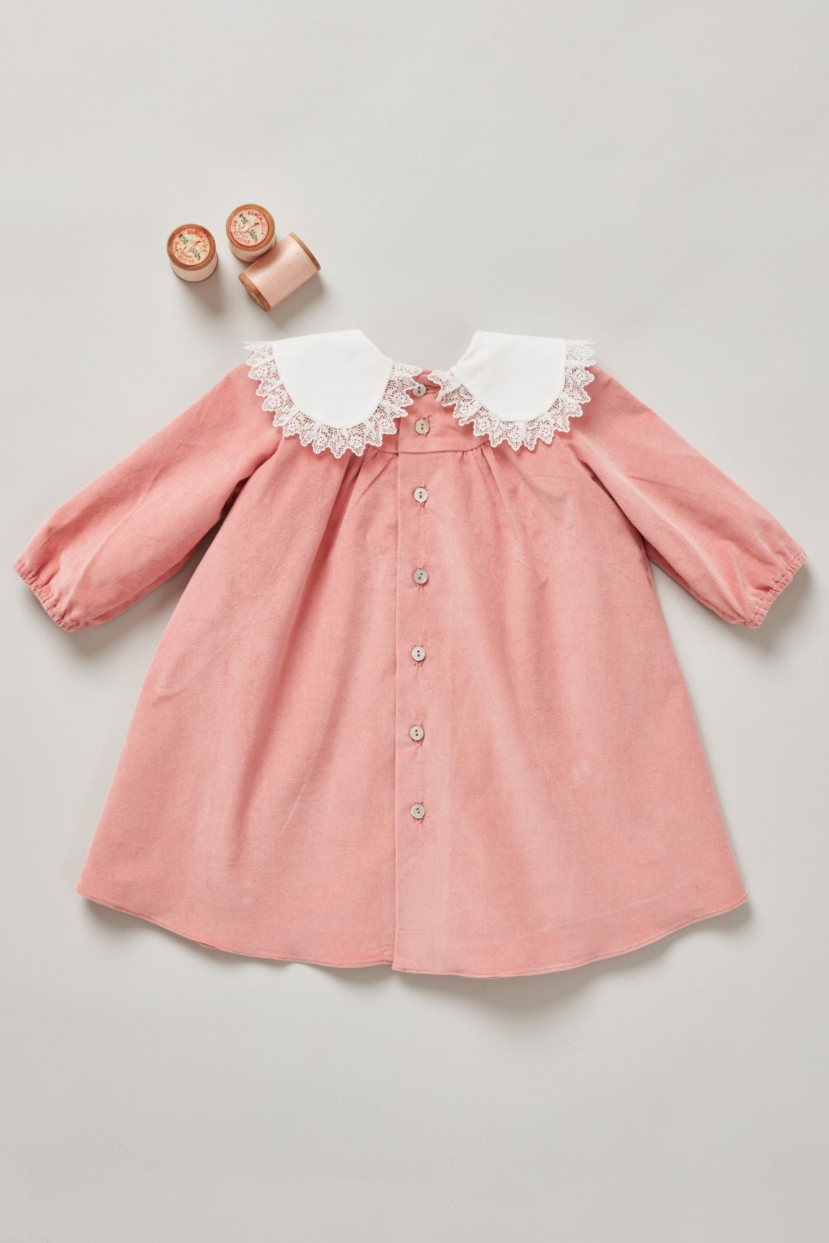 Popcorn Dress in Pink Babycord - Strawberries & Cream