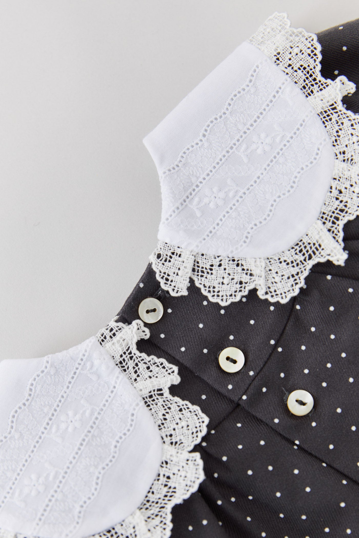 Baby Dark Grey Dot Popcorn Dress - Designed by Ingrid Lewis - Strawberries & Cream