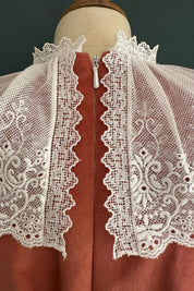 Queen Dress Pink Babycord with Victorian Lace Collar - Designed by Ingrid Lewis - Strawberries and Cream