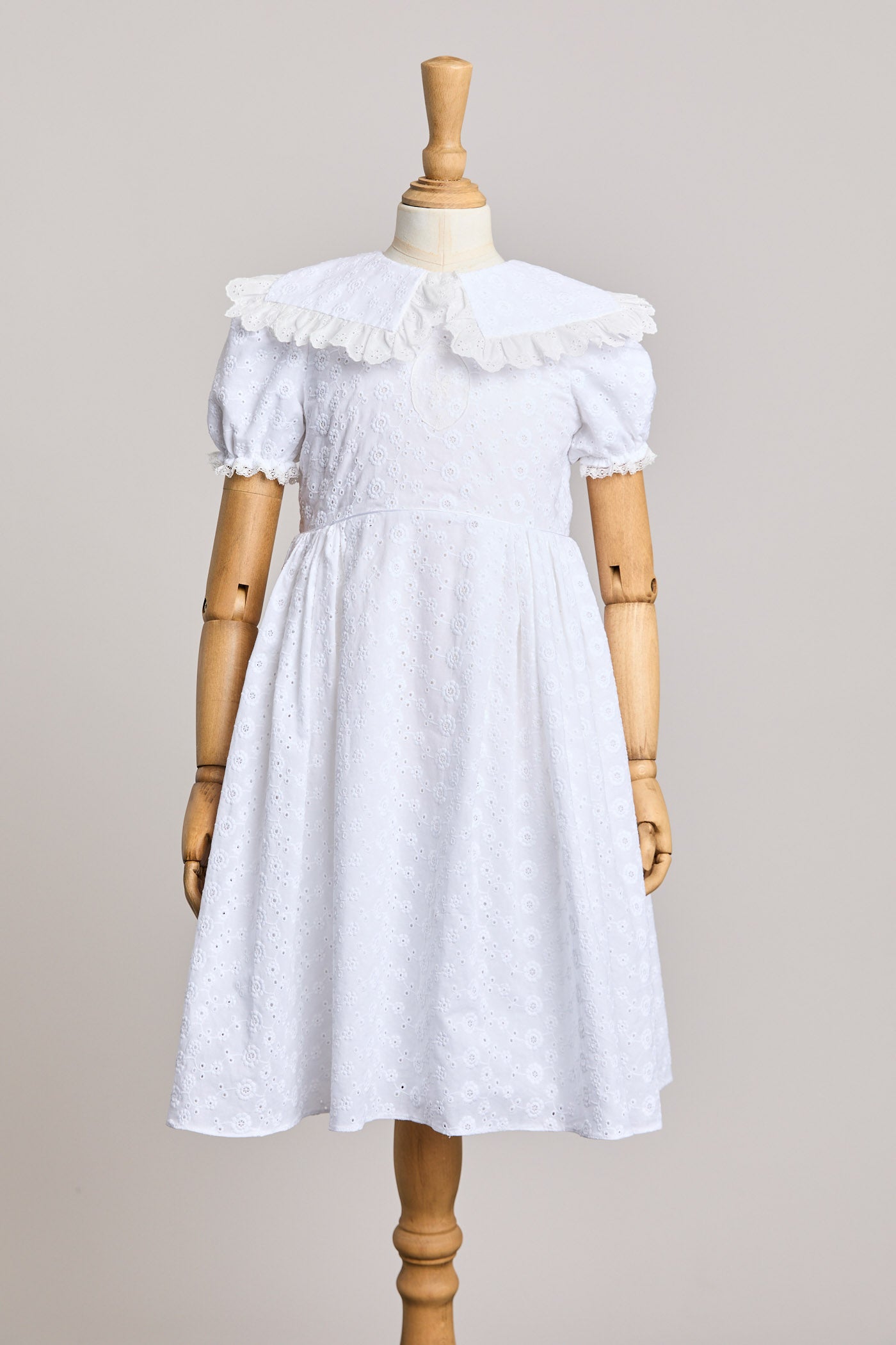 Queen Dress in White Broderie Anglaise - Designed by Ingrid Lewis - Strawberries & Cream