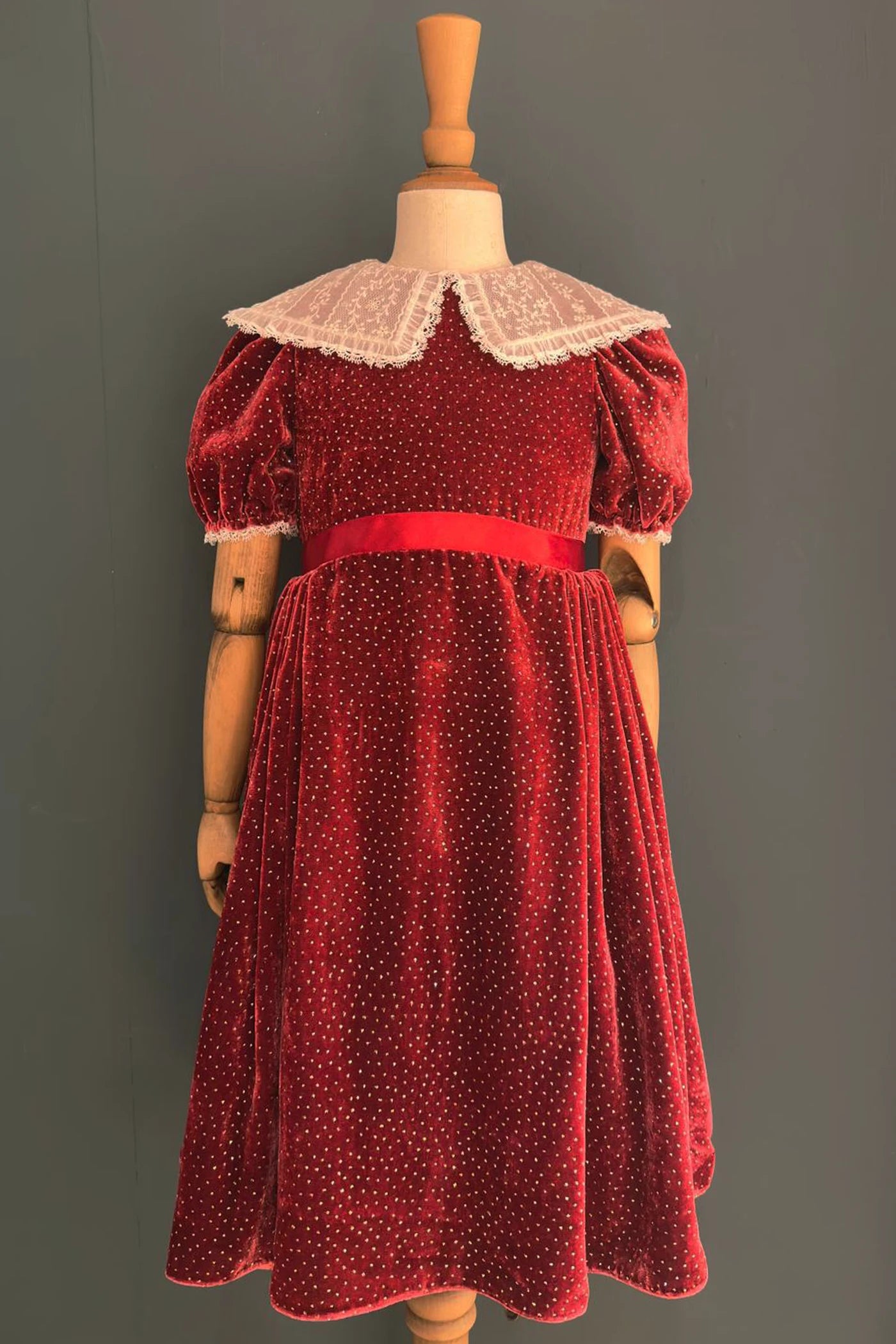 Queen Ginger Dress in Frosted Cranberry Velvet - Designed by Ingrid Lewis - Strawberries and Cream