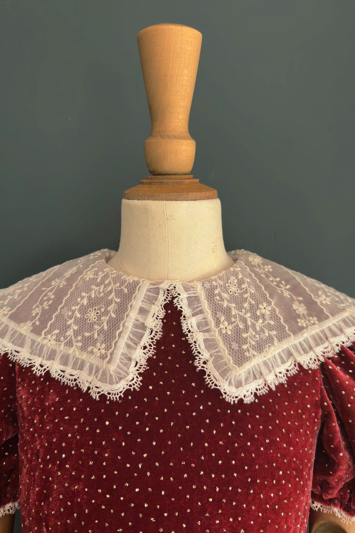 Queen Ginger Dress in Frosted Cranberry Velvet - Designed by Ingrid Lewis - Strawberries and Cream