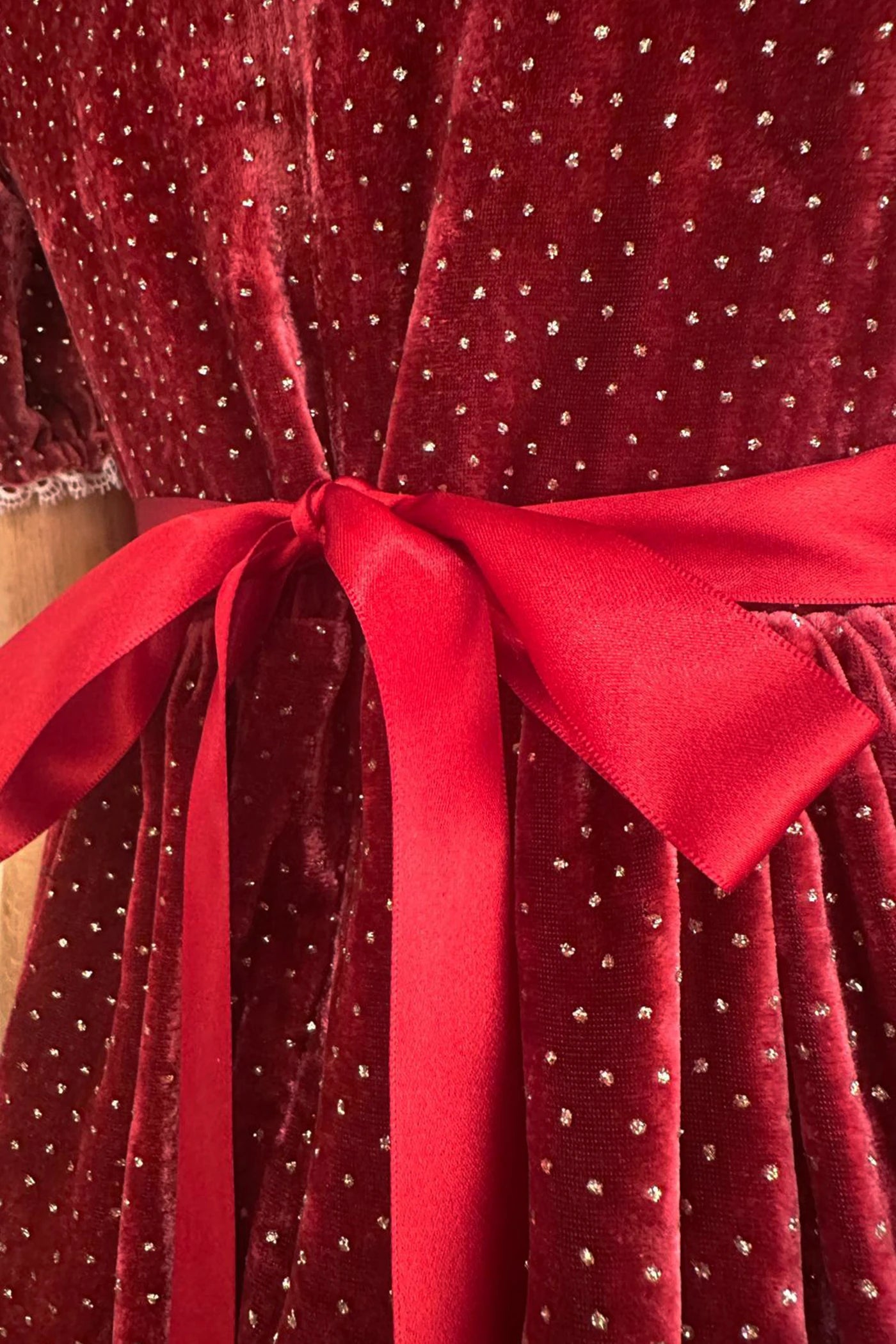 Queen Ginger Dress in Frosted Cranberry Velvet - Designed by Ingrid Lewis - Strawberries and Cream