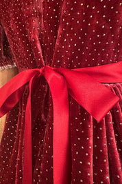 Queen Ginger Dress in Frosted Cranberry Velvet - Designed by Ingrid Lewis - Strawberries and Cream