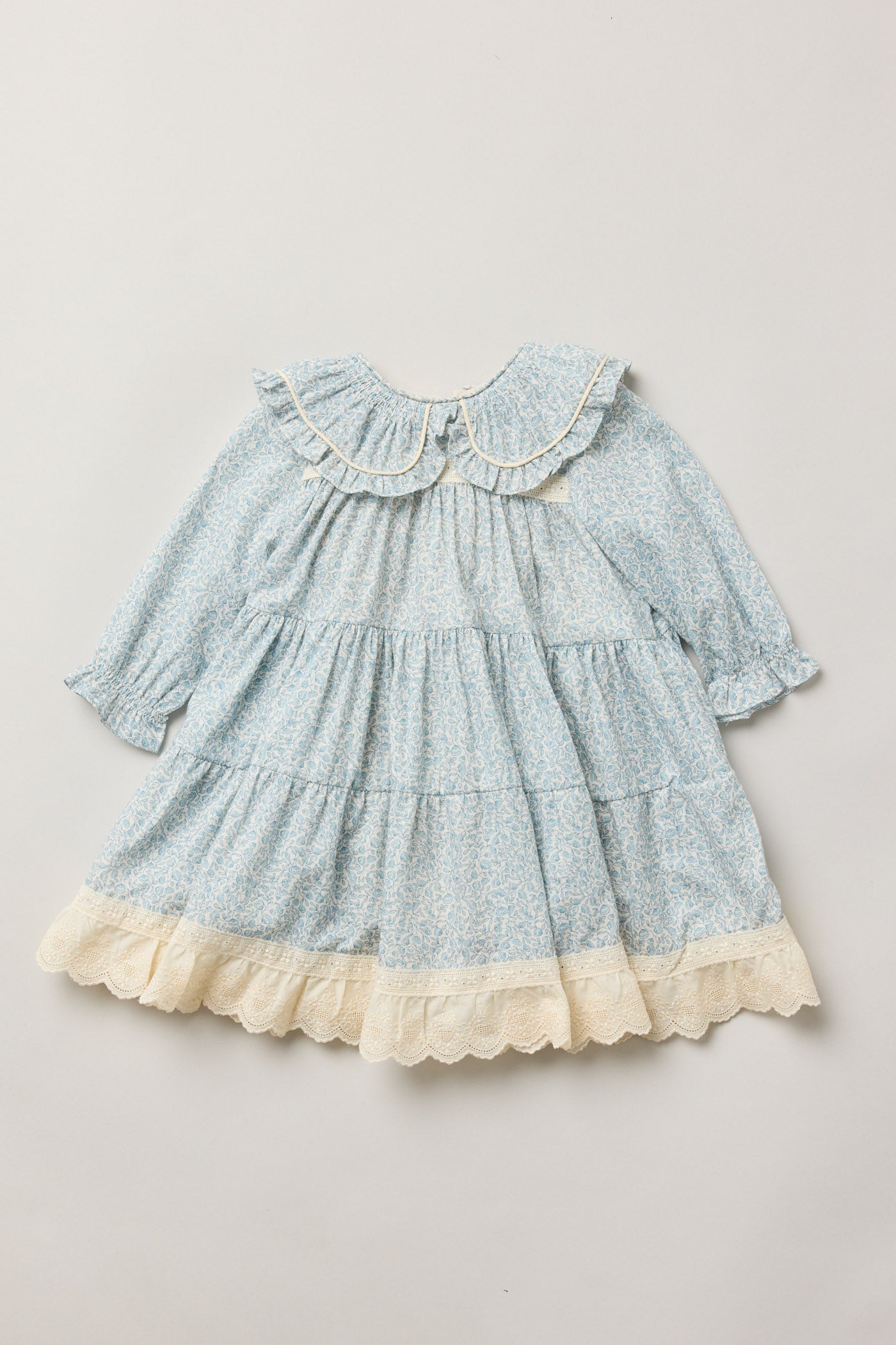 Baby Raspberry Dress in Blue Flower - Designed by Ingrid Lewis - Strawberries & Cream