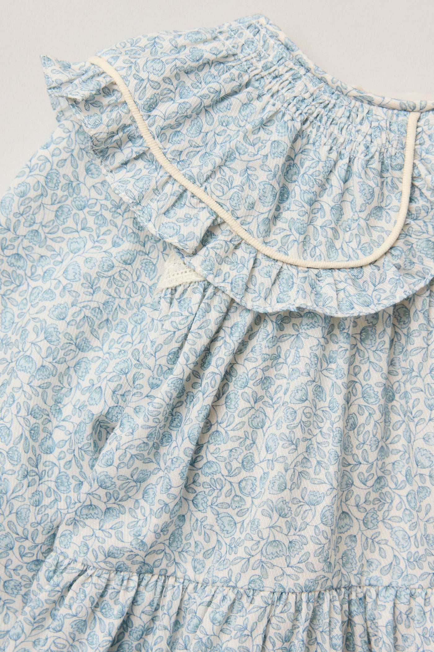 Baby Raspberry Dress in Blue Flower - Designed by Ingrid Lewis - Strawberries & Cream