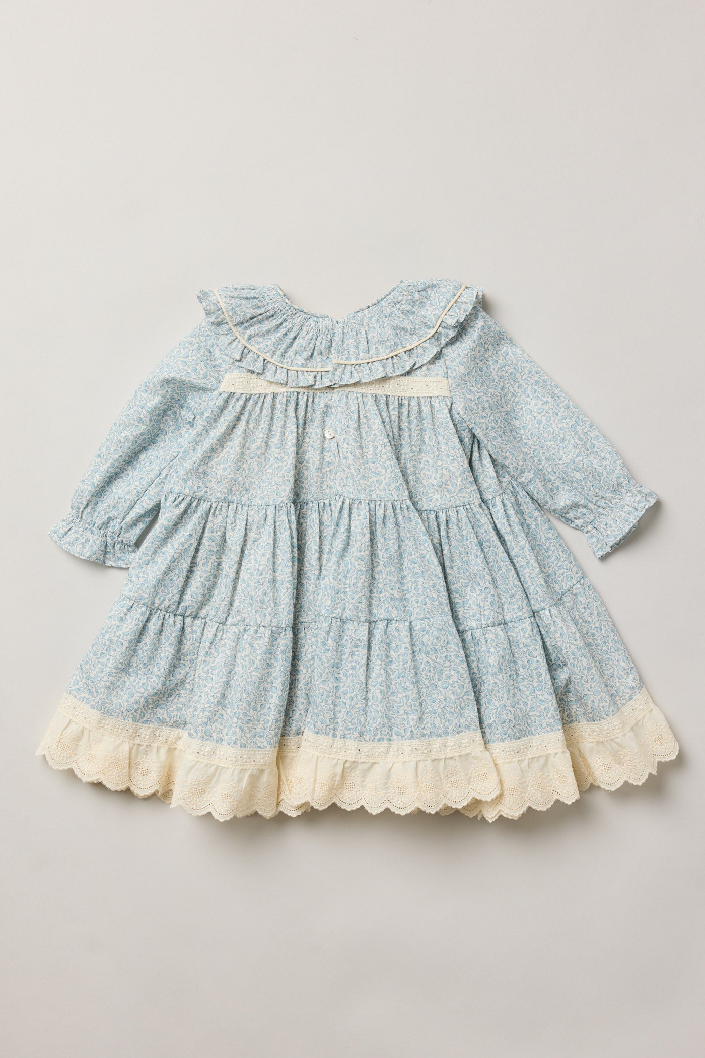 Baby Raspberry Dress in Blue Flower - Designed by Ingrid Lewis - Strawberries & Cream