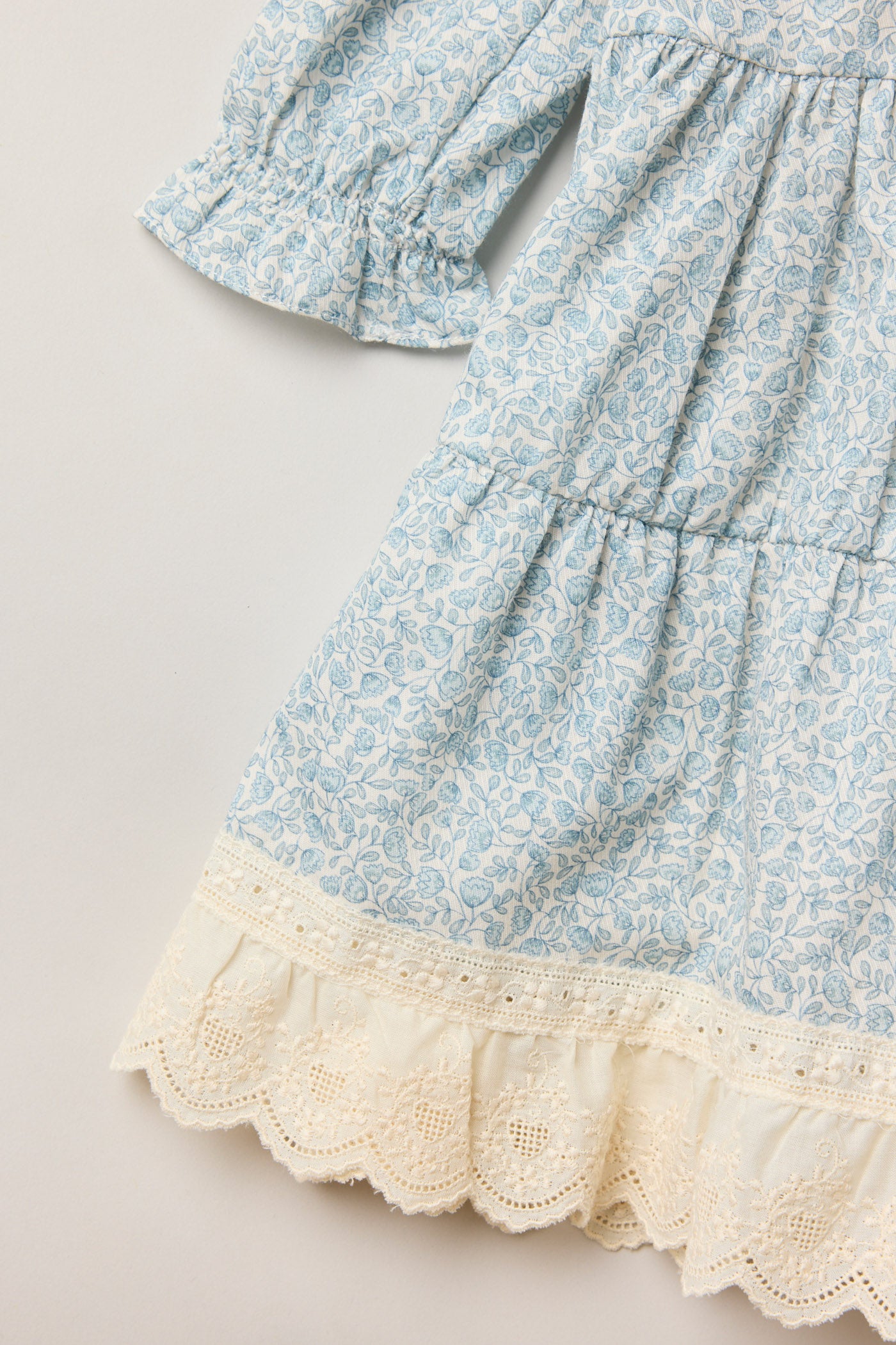 Baby Raspberry Dress in Blue Flower - Designed by Ingrid Lewis - Strawberries & Cream