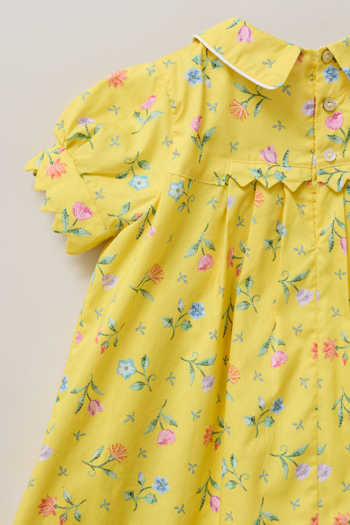 Baby Zigzag Dress  Yellow Bouquet Liberty