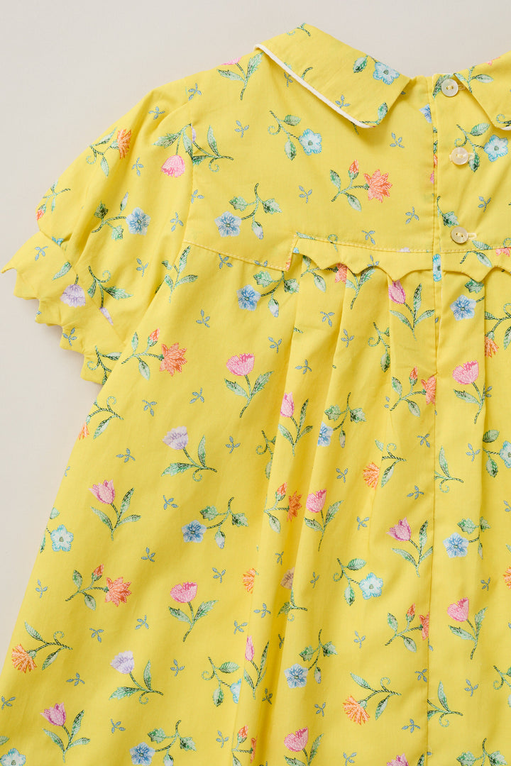 ZigZag Dress in Yellow Flowers Bouquet