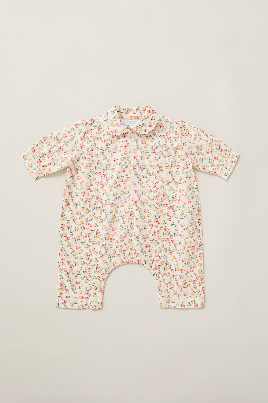 Baby Pyjama in Cream Rosebuds
