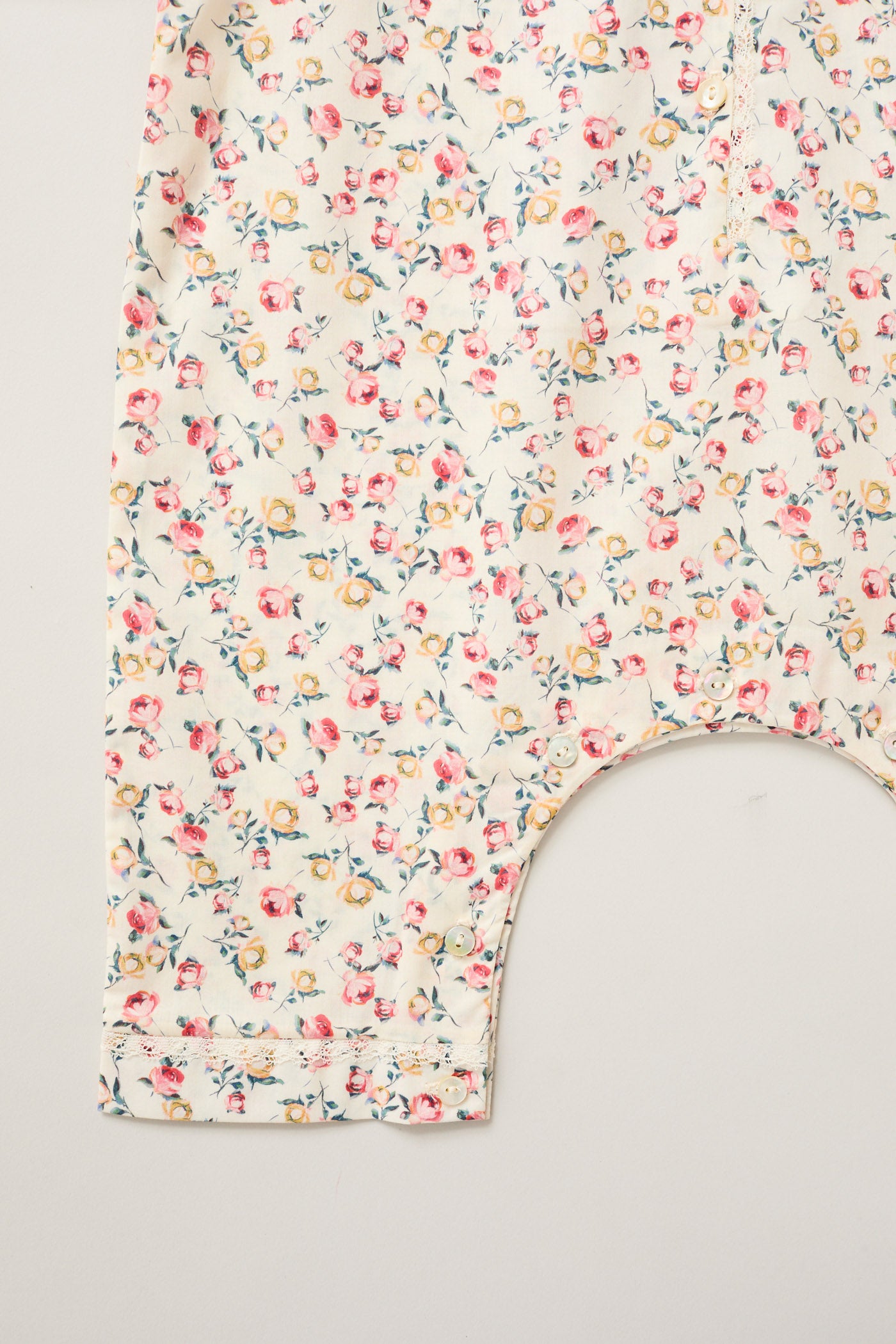 Baby Pyjama in Cream Rosebuds
