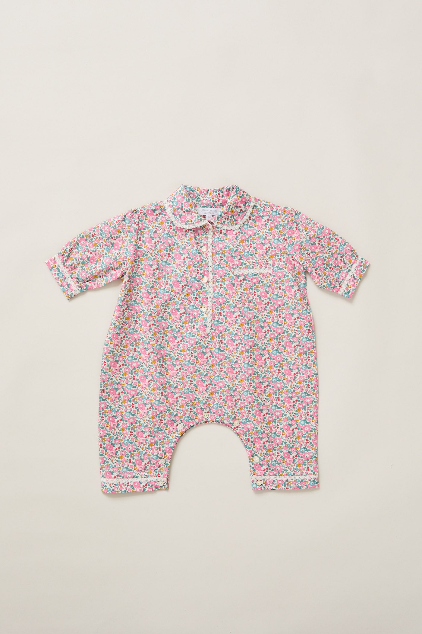 Baby Pyjama in Pink Floral Liberty Print