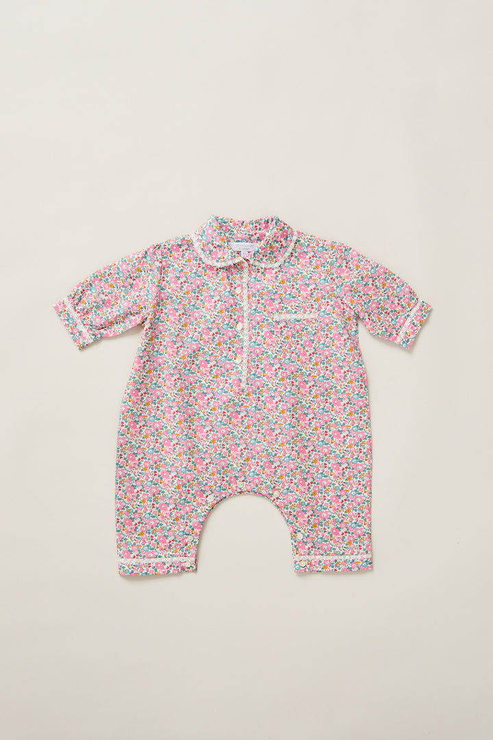 Baby Pyjama in Pink Floral Liberty Print