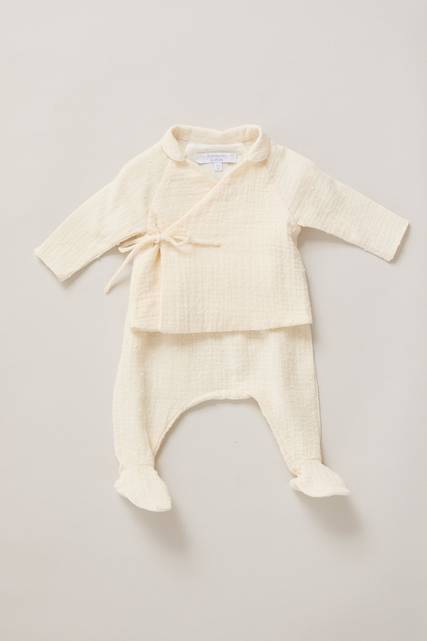 Baby Kimono Set in Cream Bubble