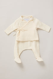 Baby Kimono Set in Cream Bubble