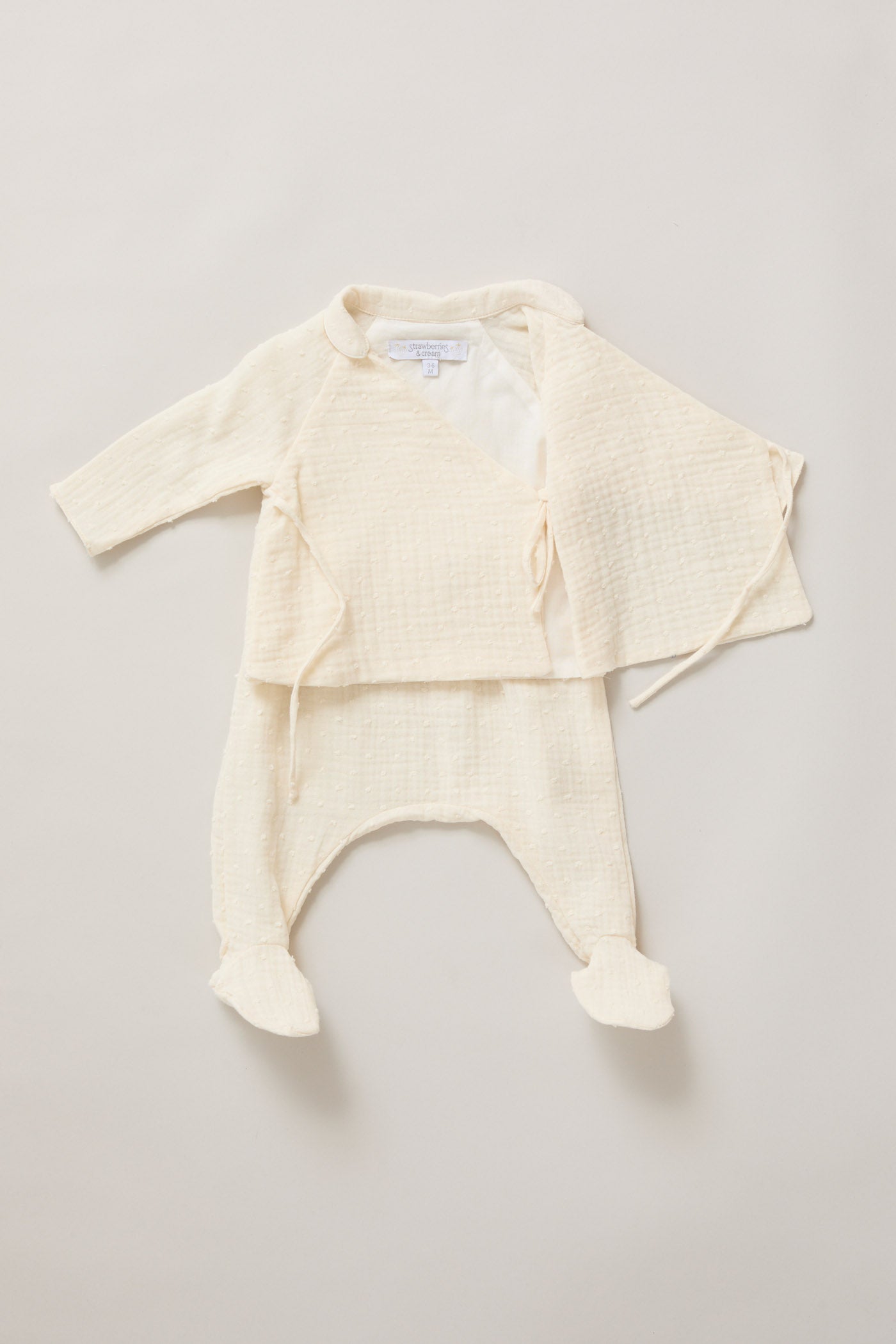 Baby Kimono Set in Cream Bubble