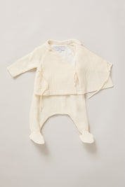 Baby Kimono Set in Cream Bubble