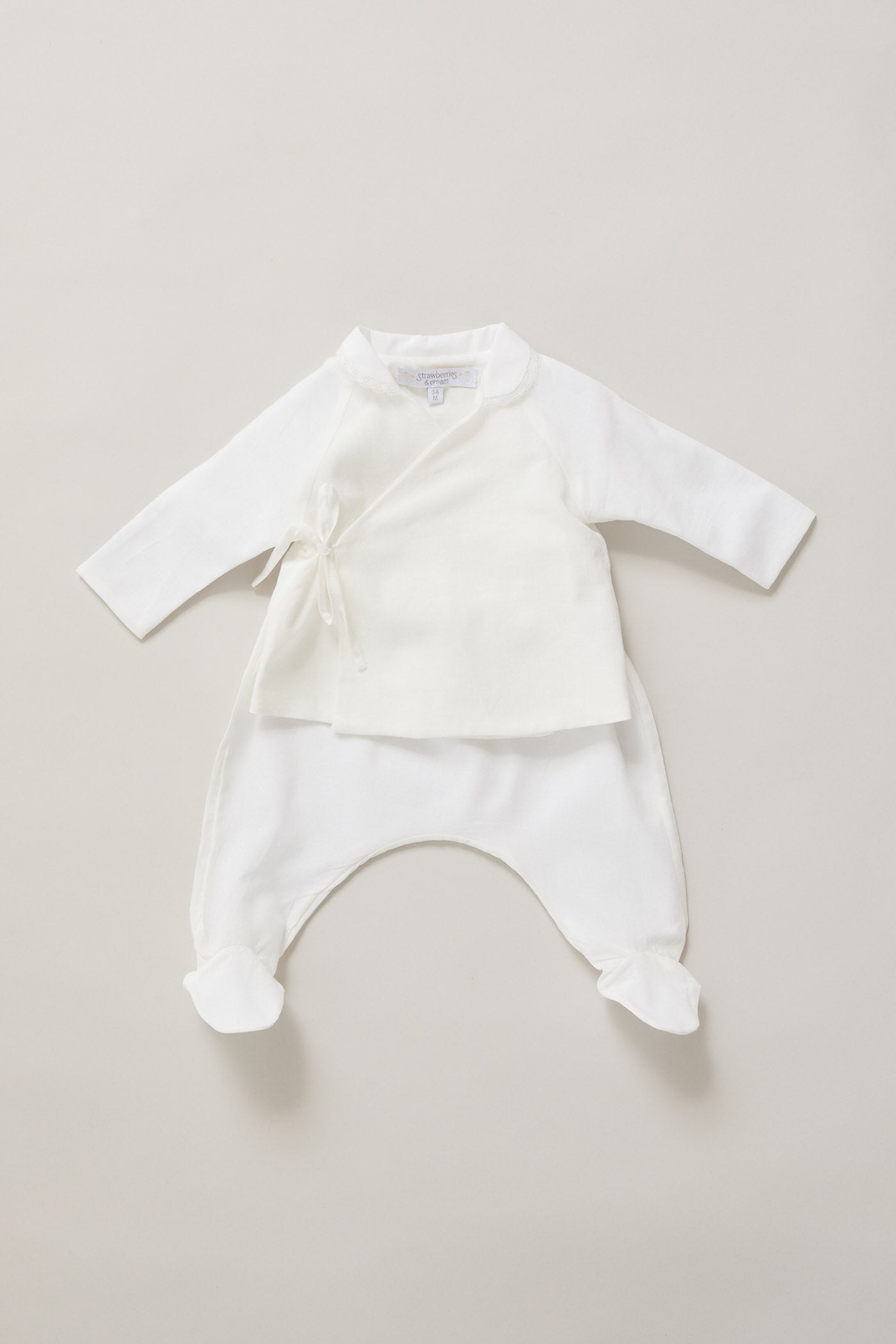 Baby Kimono Set In Pearly White