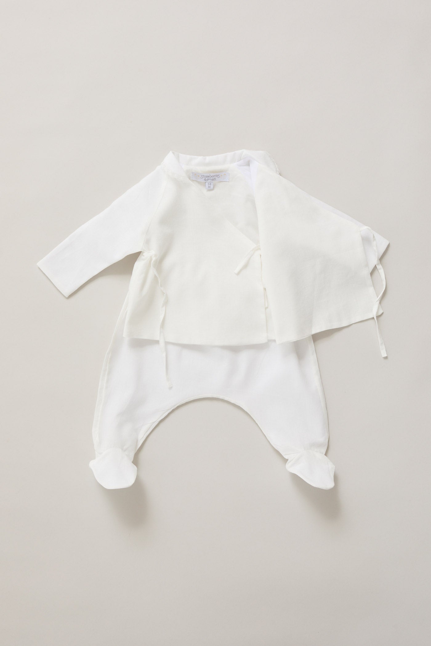 Baby Kimono Set In Pearly White