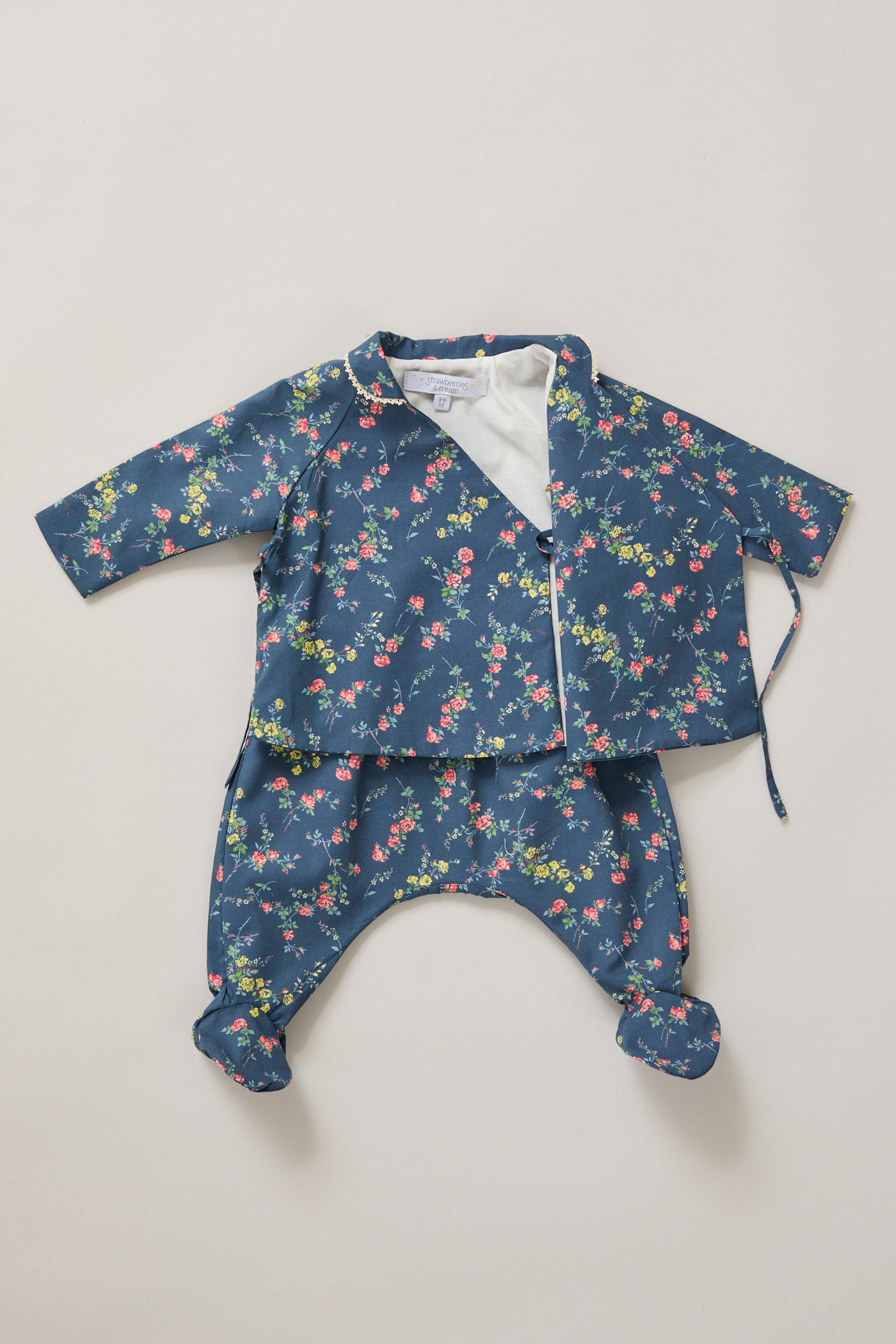Baby Kimono Set Blue Rose Garden