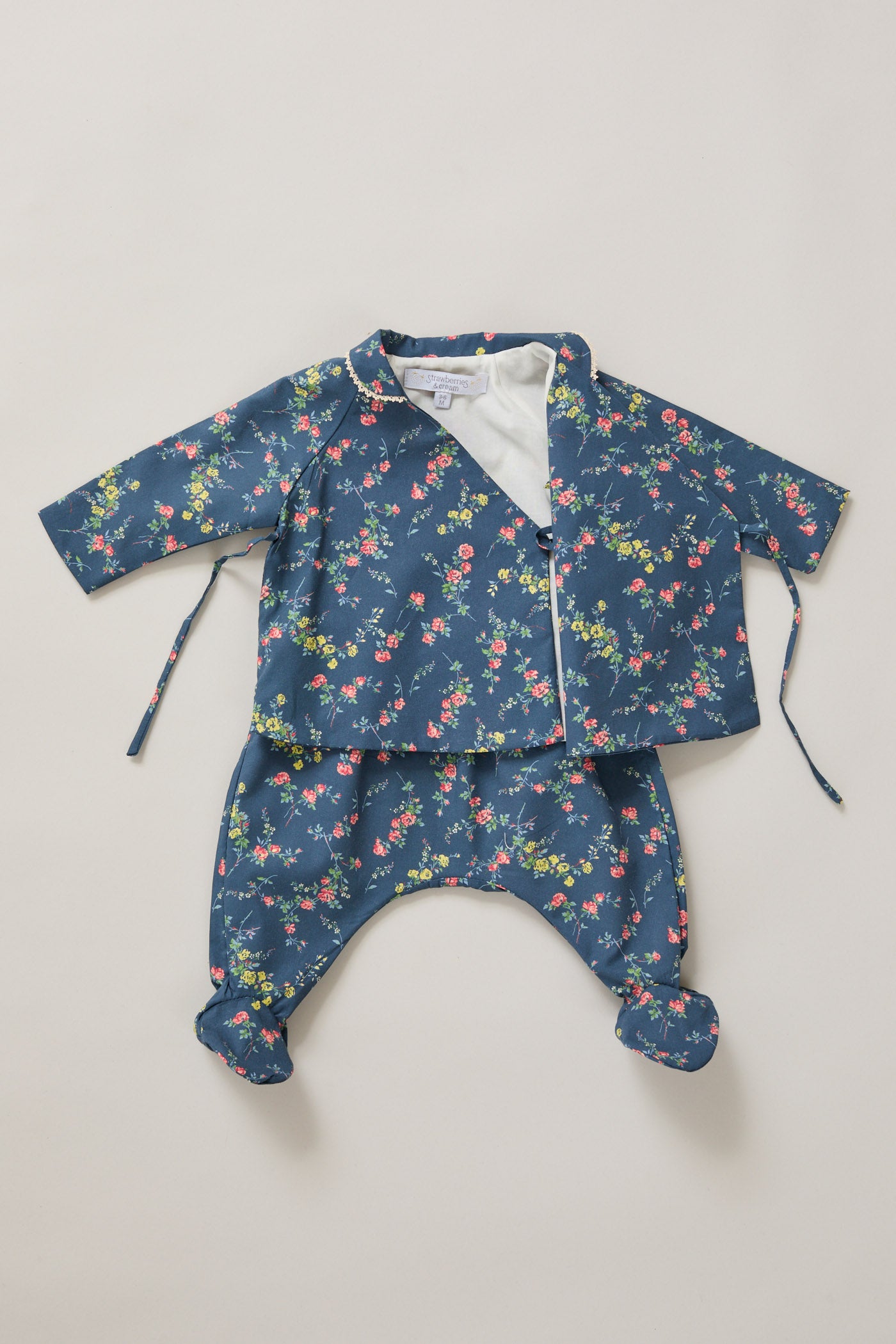 Baby Kimono Set Blue Rose Garden