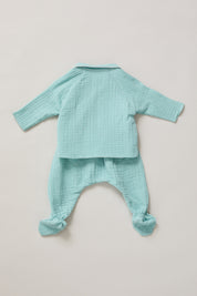 Baby Kimono Set in Aqua Bubble